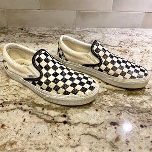Vans Classic Slip On Checker Black White With Glitter Women's 7.5